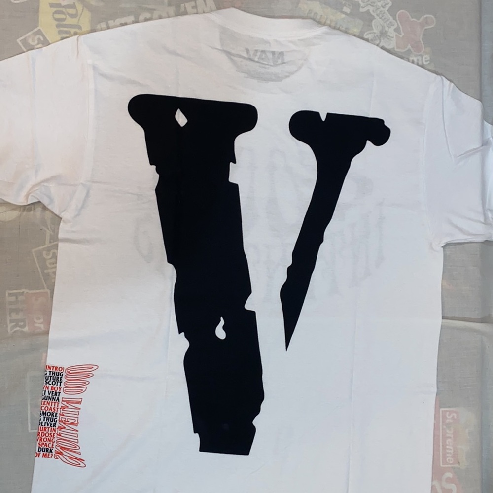 Vlone Good Intentions Nav Dead T-Shirt Size Large White Black VLONE Tee NEW